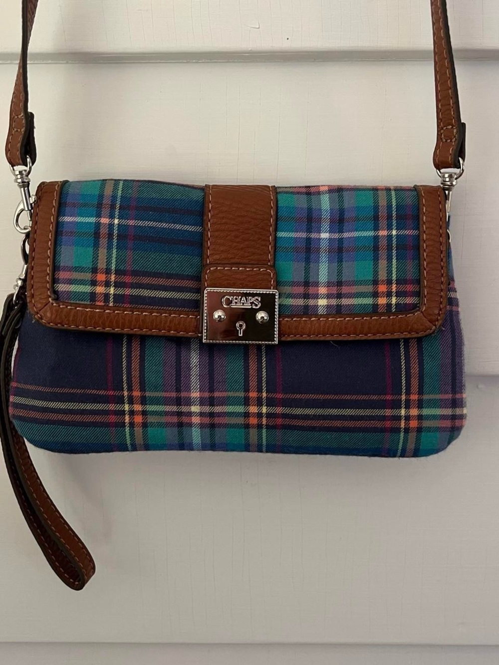 Y2K Chaps Plaid Crossbody Bag with Brown Trim
